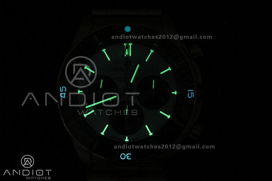 Super Chronomat B01 44 SS BLF 1:1 Best Edition Ice Blue Dial on SS Bracelet A7750