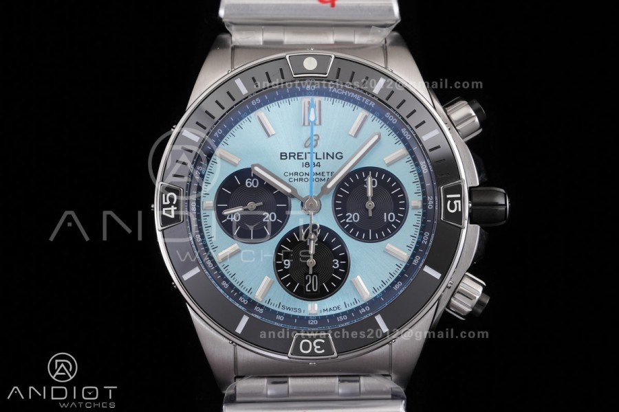 Super Chronomat B01 44 SS BLF 1:1 Best Edition Ice Blue Dial on SS Bracelet A7750