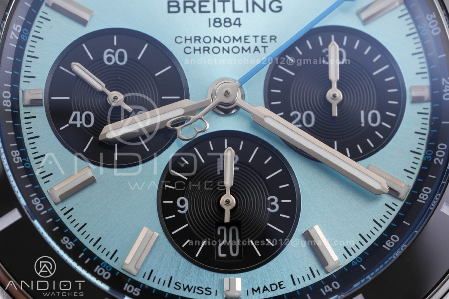 Super Chronomat B01 44 SS BLF 1:1 Best Edition Ice Blue Dial on SS Bracelet A7750