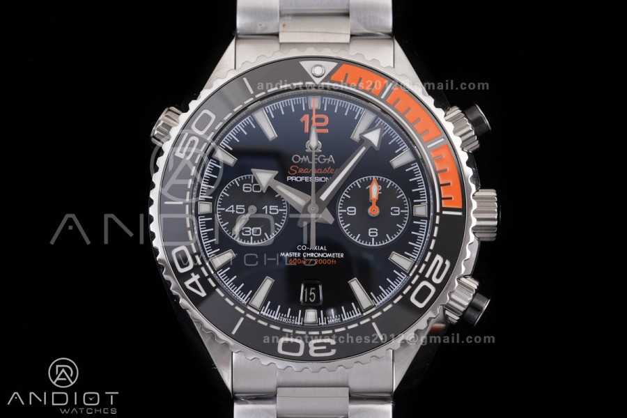 Seamaster 600m Chrono SS 1/4 Orange N1F 1:1 Best Edition Black Dial on SS Bracelet A9900