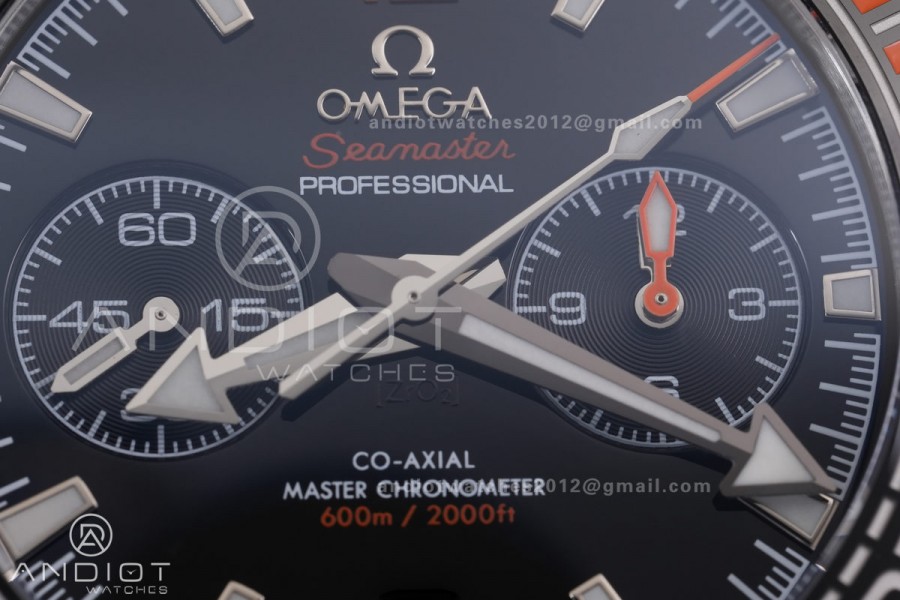 Seamaster 600m Chrono SS 1/4 Orange N1F 1:1 Best Edition Black Dial on SS Bracelet A9900