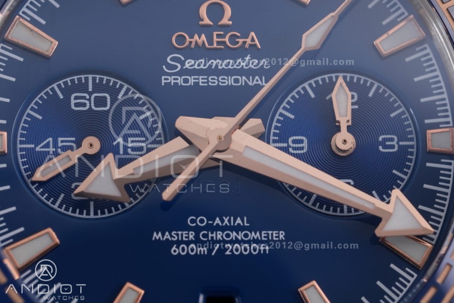 Seamaster 600m Chrono SS/RG N1F 1:1 Best Edition Blue Dial on SS/RG Bracelet A9900