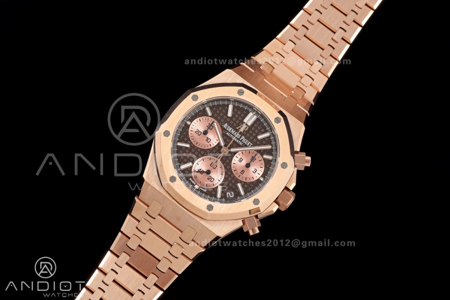 Royal Oak Chrono 26240 RG DDF 1:1 Best Edition Brown/RG Dial on RG Bracelet DD4401 Super Clone (50 Anniversary)