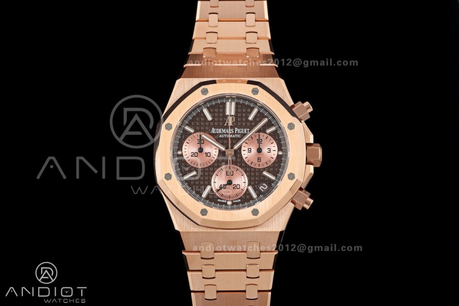 Royal Oak Chrono 26240 RG DDF 1:1 Best Edition Brown/RG Dial on RG Bracelet DD4401 Super Clone (50 Anniversary)
