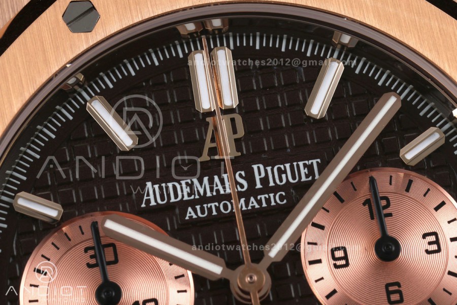 Royal Oak Chrono 26240 RG DDF 1:1 Best Edition Brown/RG Dial on RG Bracelet DD4401 Super Clone (50 Anniversary)