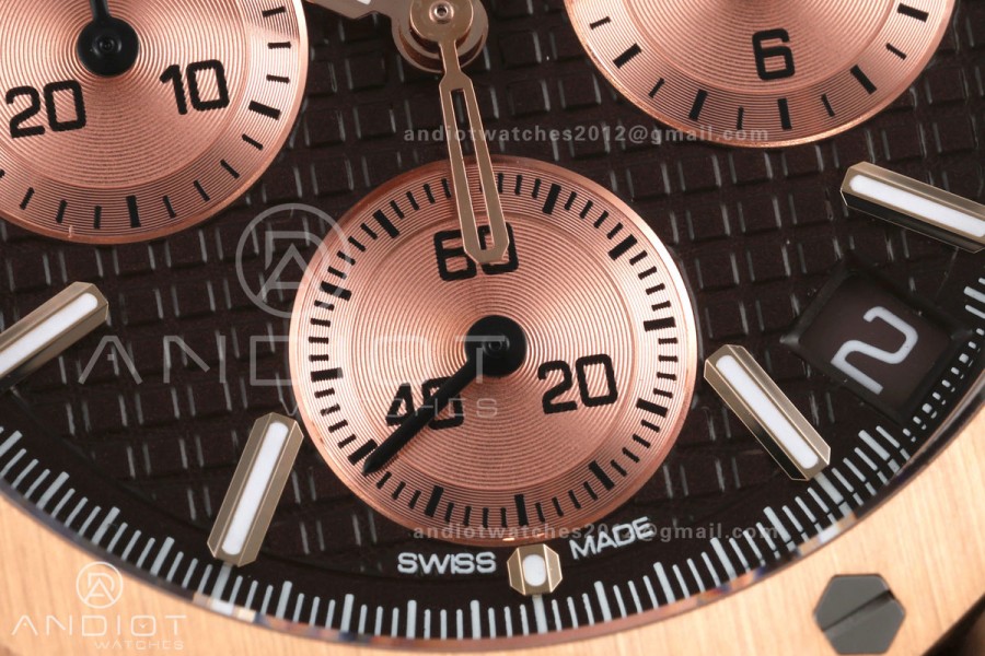 Royal Oak Chrono 26240 RG DDF 1:1 Best Edition Brown/RG Dial on RG Bracelet DD4401 Super Clone (50 Anniversary)