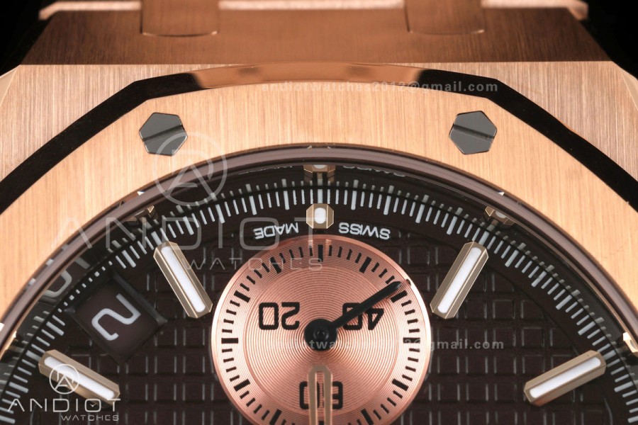 Royal Oak Chrono 26240 RG DDF 1:1 Best Edition Brown/RG Dial on RG Bracelet DD4401 Super Clone (50 Anniversary)