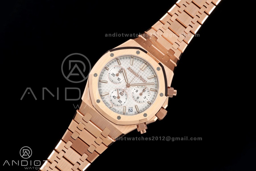 Royal Oak Chrono 26240 RG DDF 1:1 Best Edition White Dial on RG Bracelet DD4401 Super Clone (50 Anniversary)