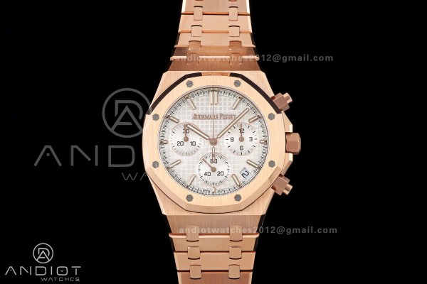 Royal Oak Chrono 26240 RG DDF 1:1 Best Edition White Dial on RG Bracelet DD4401 Super Clone (50 Anniversary)