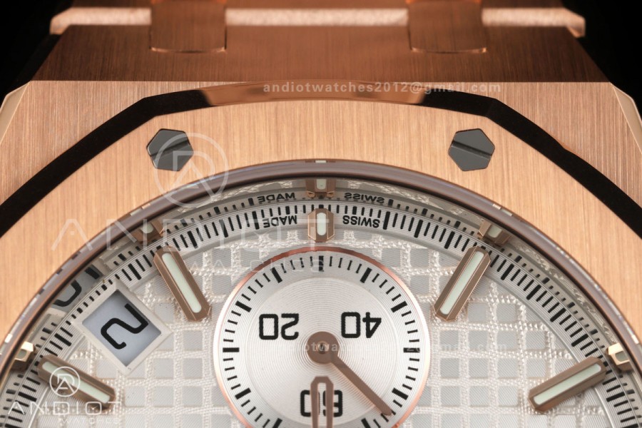 Royal Oak Chrono 26240 RG DDF 1:1 Best Edition White Dial on RG Bracelet DD4401 Super Clone (50 Anniversary)