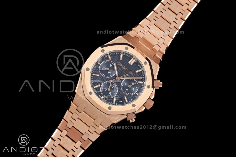 Royal Oak Chrono 26240 RG DDF 1:1 Best Edition Blue Dial on RG Bracelet DD4401 Super Clone (50 Anniversary)