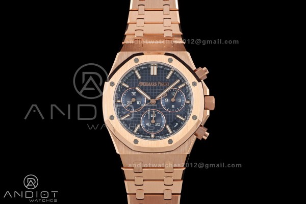 Royal Oak Chrono 26240 RG DDF 1:1 Best Edition Blue Dial on RG Bracelet DD4401 Super Clone (50 Anniversary)