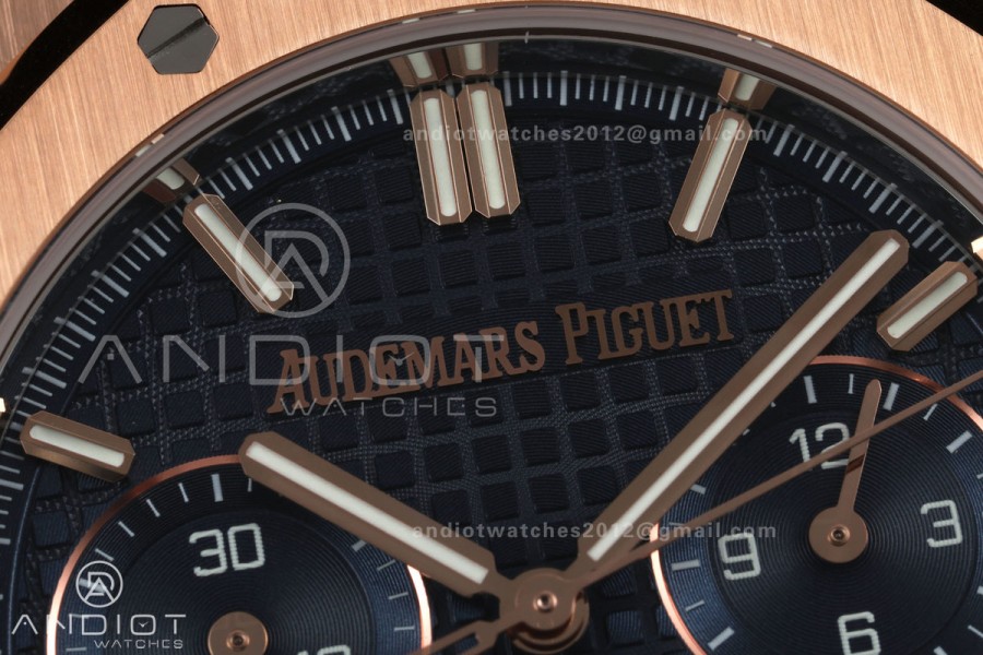 Royal Oak Chrono 26240 RG DDF 1:1 Best Edition Blue Dial on RG Bracelet DD4401 Super Clone (50 Anniversary)