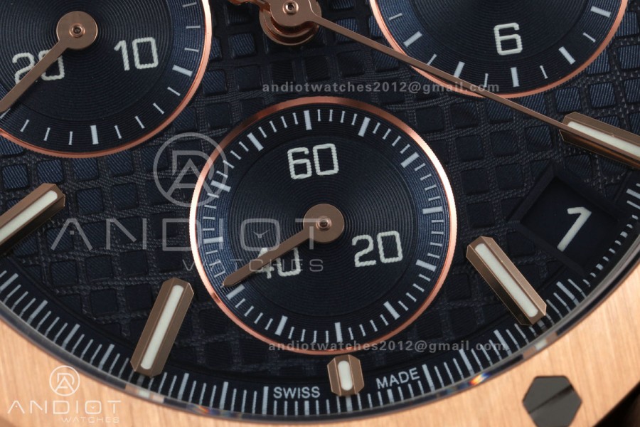 Royal Oak Chrono 26240 RG DDF 1:1 Best Edition Blue Dial on RG Bracelet DD4401 Super Clone (50 Anniversary)