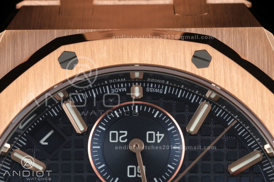 Royal Oak Chrono 26240 RG DDF 1:1 Best Edition Blue Dial on RG Bracelet DD4401 Super Clone (50 Anniversary)