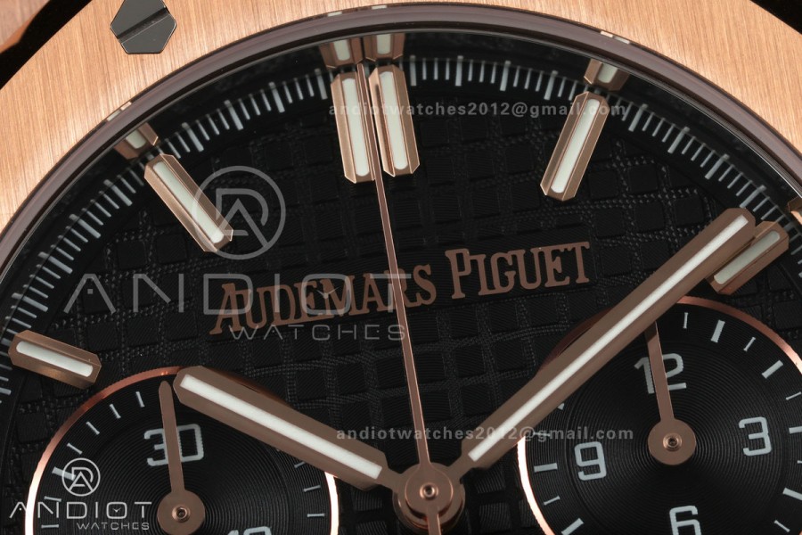 Royal Oak Chrono 26240 RG DDF 1:1 Best Edition Black Dial on RG Bracelet DD4401 Super Clone (50 Anniversary)