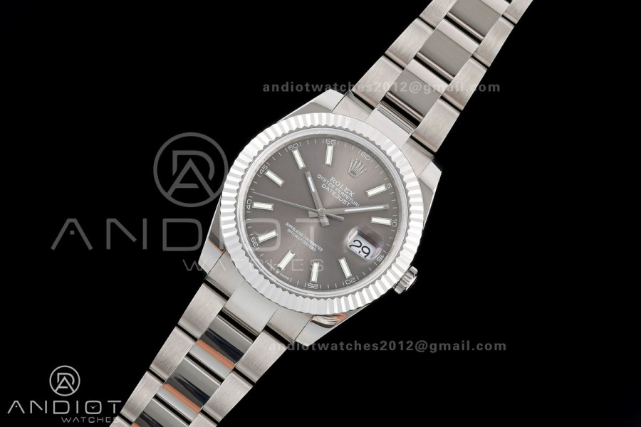 DateJust 41 126334 QF 1:1 Best Edition Gray Stick Dial on Oyster Bracelet JH3235 (Free Sprung)
