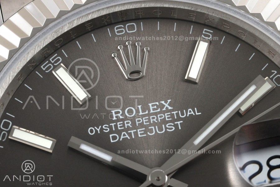 DateJust 41 126334 QF 1:1 Best Edition Gray Stick Dial on Oyster Bracelet JH3235 (Free Sprung)