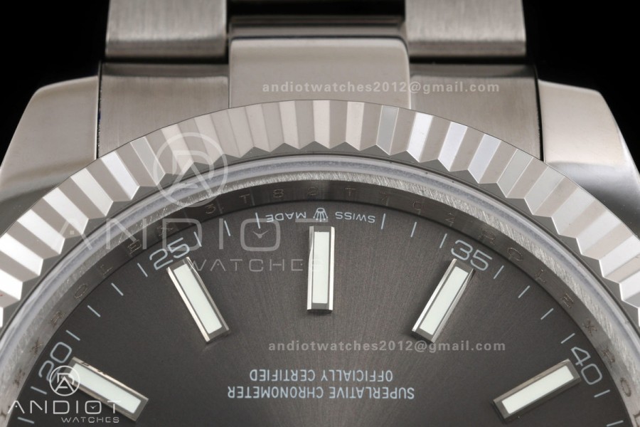 DateJust 41 126334 QF 1:1 Best Edition Gray Stick Dial on Oyster Bracelet JH3235 (Free Sprung)