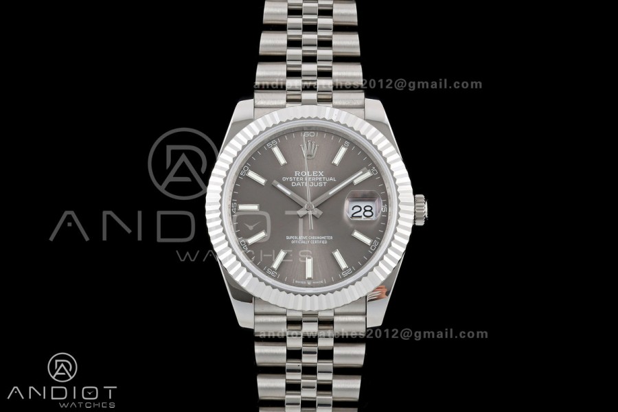 DateJust 41 126334 QF 1:1 Best Edition Gray Stick Dial on Jubilee Bracelet JH3235 (Free Sprung)