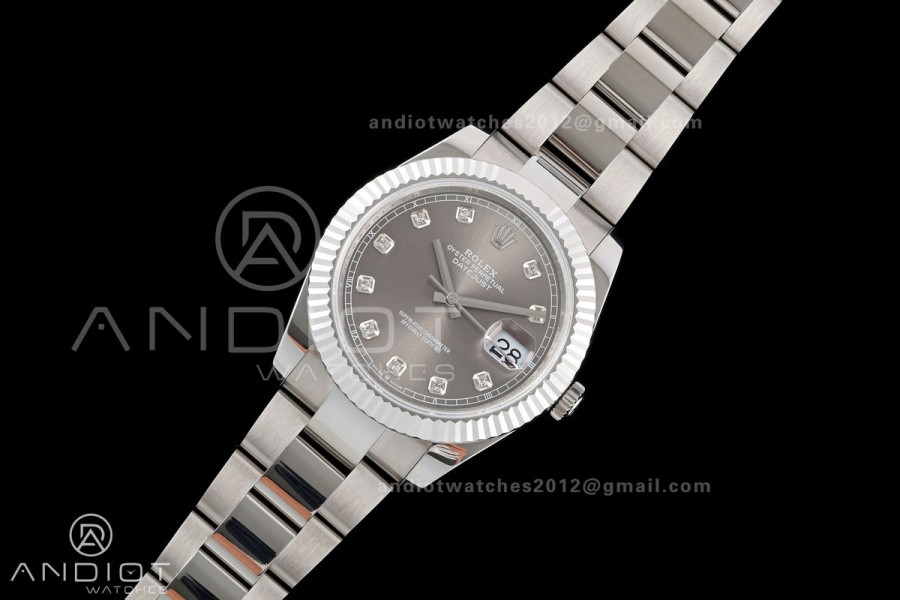 DateJust 41 126334 QF 1:1 Best Edition Gray Diamonds Dial on Oyster Bracelet JH3235 (Free Sprung)
