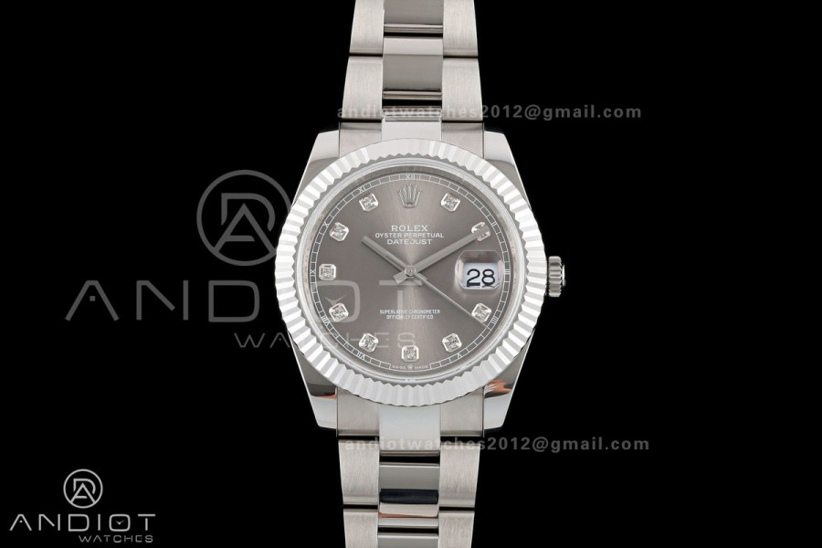 DateJust 41 126334 QF 1:1 Best Edition Gray Diamonds Dial on Oyster Bracelet JH3235 (Free Sprung)
