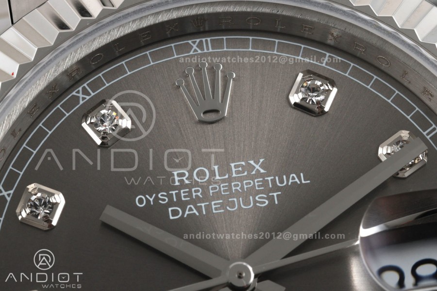 DateJust 41 126334 QF 1:1 Best Edition Gray Diamonds Dial on Oyster Bracelet JH3235 (Free Sprung)