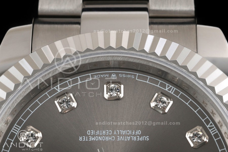 DateJust 41 126334 QF 1:1 Best Edition Gray Diamonds Dial on Oyster Bracelet JH3235 (Free Sprung)