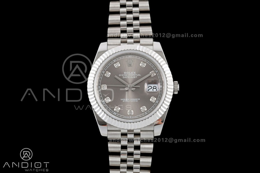DateJust 41 126334 QF 1:1 Best Edition Gray Diamonds Dial on Jubilee Bracelet JH3235 (Free Sprung)