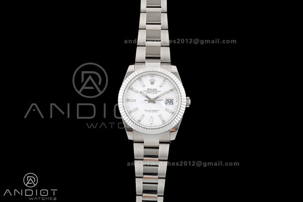 DateJust 41 126334 QF 1:1 Best Edition White Stick Dial on Oyster Bracelet JH3235 (Free Sprung)