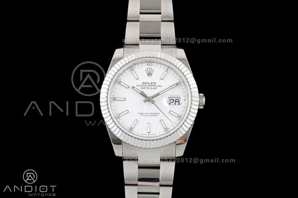 DateJust 41 126334 QF 1:1 Best Edition White Stick Dial on Oyster Bracelet JH3235 (Free Sprung)