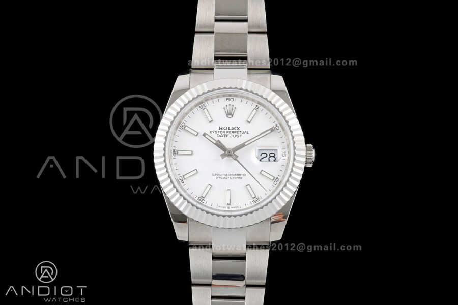 DateJust 41 126334 QF 1:1 Best Edition White Stick Dial on Oyster Bracelet JH3235 (Free Sprung)