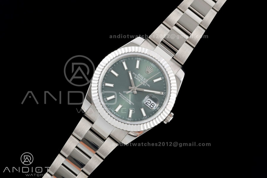 DateJust 41 126334 QF 1:1 Best Edition Green Stick Dial on Oyster Bracelet JH3235 (Free Sprung)