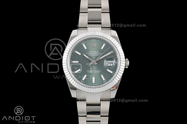 DateJust 41 126334 QF 1:1 Best Edition Green Stick Dial on Oyster Bracelet JH3235 (Free Sprung)