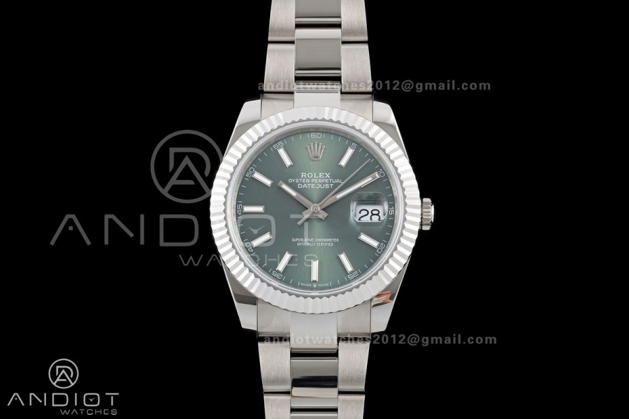 DateJust 41 126334 QF 1:1 Best Edition Green Stick Dial on Oyster Bracelet JH3235 (Free Sprung)