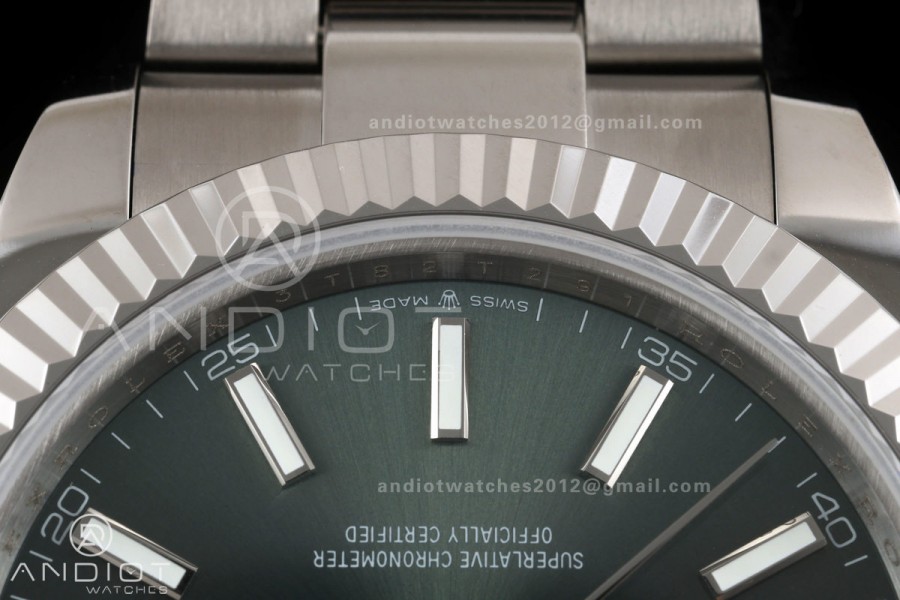 DateJust 41 126334 QF 1:1 Best Edition Green Stick Dial on Oyster Bracelet JH3235 (Free Sprung)