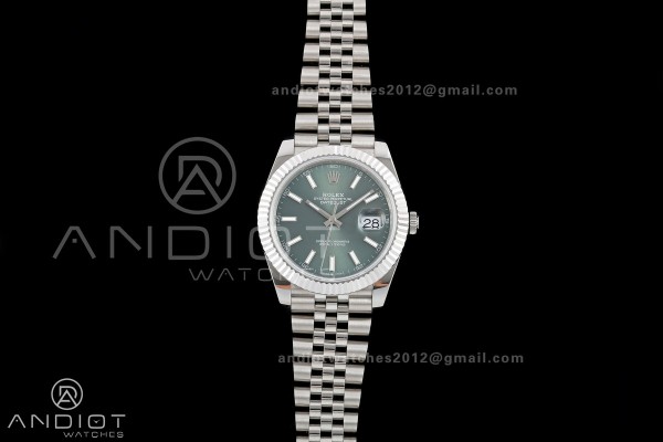 DateJust 41 126334 QF 1:1 Best Edition Green Stick Dial on Jubilee Bracelet JH3235 (Free Sprung)