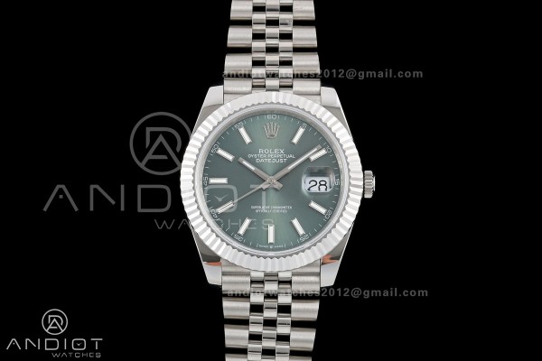 DateJust 41 126334 QF 1:1 Best Edition Green Stick Dial on Jubilee Bracelet JH3235 (Free Sprung)
