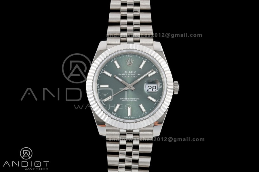 DateJust 41 126334 QF 1:1 Best Edition Green Stick Dial on Jubilee Bracelet JH3235 (Free Sprung)