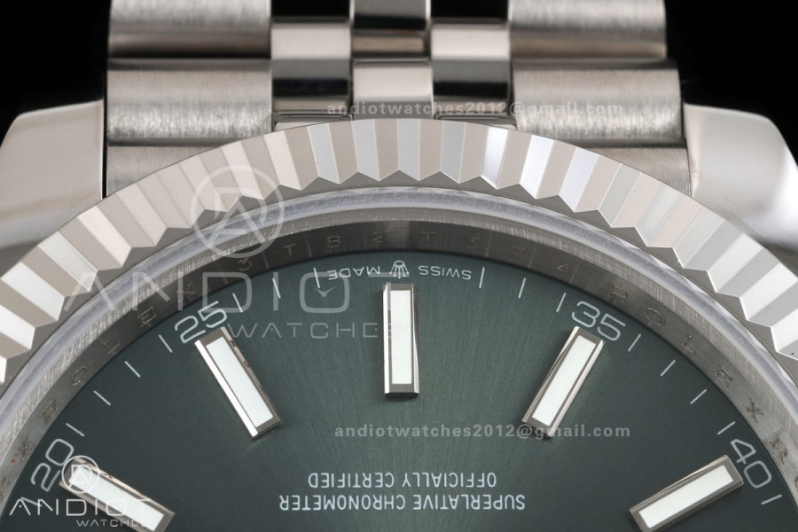 DateJust 41 126334 QF 1:1 Best Edition Green Stick Dial on Jubilee Bracelet JH3235 (Free Sprung)