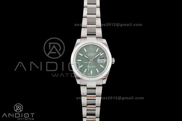 DateJust 41 126334 QF 1:1 Best Edition Green Textured Stick Dial on Oyster Bracelet JH3235 (Free Sprung)