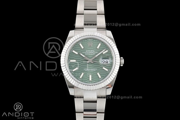 DateJust 41 126334 QF 1:1 Best Edition Green Textured Stick Dial on Oyster Bracelet JH3235 (Free Sprung)