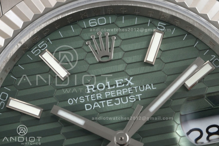 DateJust 41 126334 QF 1:1 Best Edition Green Textured Stick Dial on Oyster Bracelet JH3235 (Free Sprung)