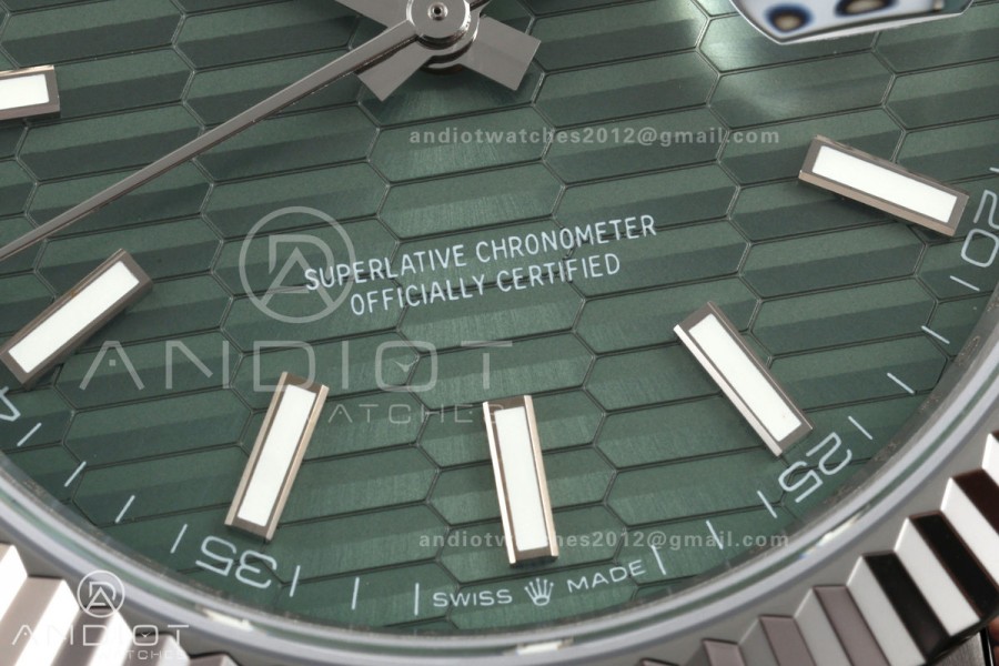 DateJust 41 126334 QF 1:1 Best Edition Green Textured Stick Dial on Oyster Bracelet JH3235 (Free Sprung)