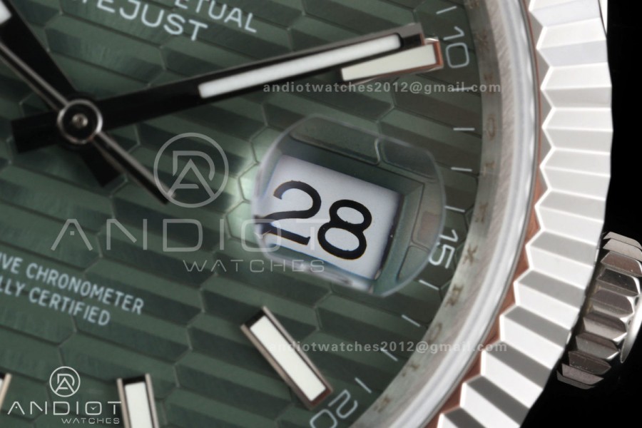 DateJust 41 126334 QF 1:1 Best Edition Green Textured Stick Dial on Oyster Bracelet JH3235 (Free Sprung)