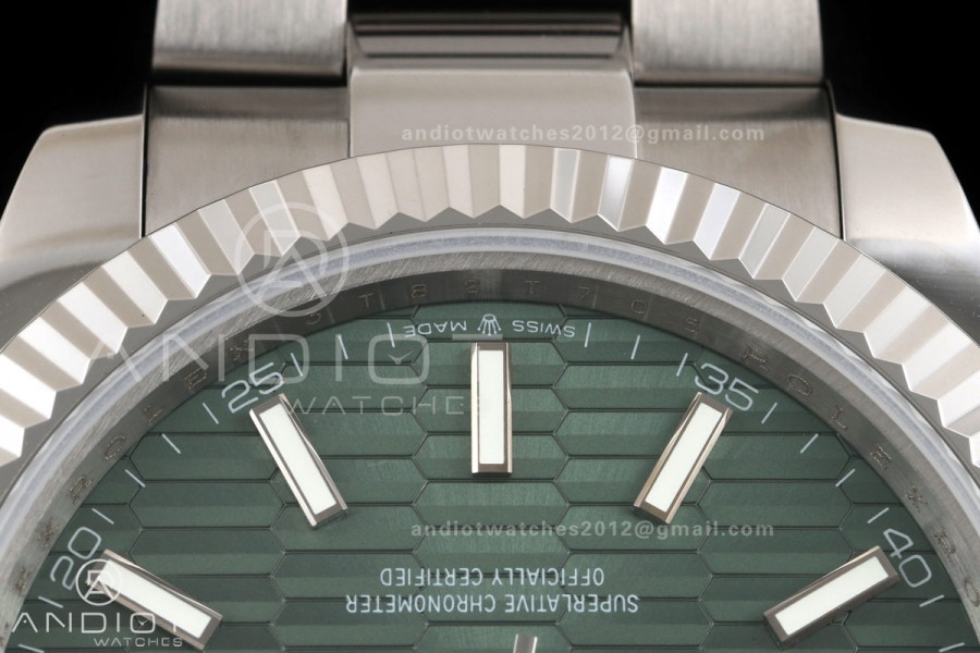 DateJust 41 126334 QF 1:1 Best Edition Green Textured Stick Dial on Oyster Bracelet JH3235 (Free Sprung)