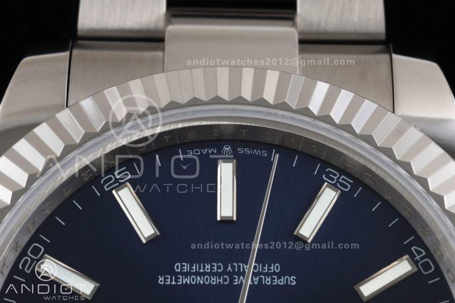 DateJust 41 126334 QF 1:1 Best Edition Blue Stick Dial on Oyster Bracelet JH3235 (Free Sprung)