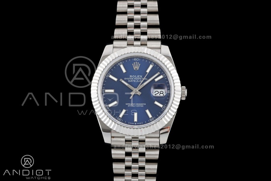 DateJust 41 126334 QF 1:1 Best Edition Blue Stick Dial on Jubilee Bracelet JH3235 (Free Sprung)