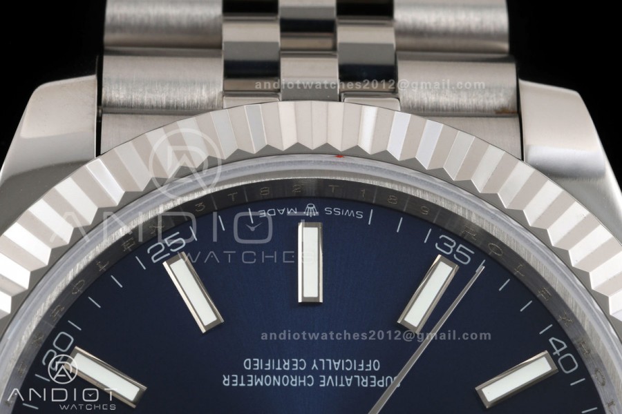 DateJust 41 126334 QF 1:1 Best Edition Blue Stick Dial on Jubilee Bracelet JH3235 (Free Sprung)