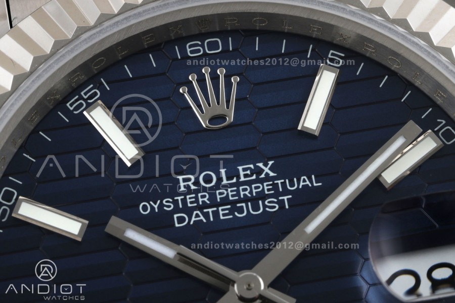 DateJust 41 126334 QF 1:1 Best Edition Blue Textured Stick Dial on Oyster Bracelet JH3235 (Free Sprung)